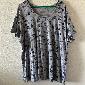 Woman Within Purple Floral Short Sleeve Top